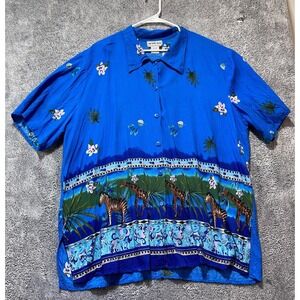 California Krush Womens Plus 3X  Button Up Shirt Safari Cruise Resort Wear